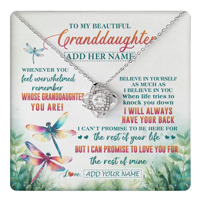 Love Knot Necklace 14K White Gold Finish | 1 | Personalized To My Granddaughter Gifts Necklace From Grandma Grandpa Whenever You Feel Dragonfly Granddaughter Birthday Gifts Christmas Gift Box Message Card | https://teecentury.