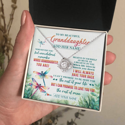 Love Knot Necklace 14K White Gold Finish | 2 | Personalized To My Granddaughter Gifts Necklace From Grandma Grandpa Whenever You Feel Dragonfly Granddaughter Birthday Gifts Christmas Gift Box Message Card | https://teecentury.