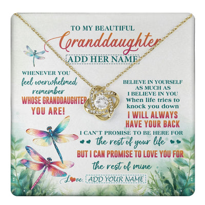 Love Knot Necklace 18K Yellow Gold Finish | 1 | Personalized To My Granddaughter Gifts Necklace From Grandma Grandpa Whenever You Feel Dragonfly Granddaughter Birthday Gifts Christmas Gift Box Message Card | https://teecentury.