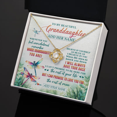 Love Knot Necklace 18K Yellow Gold Finish | 2 | Personalized To My Granddaughter Gifts Necklace From Grandma Grandpa Whenever You Feel Dragonfly Granddaughter Birthday Gifts Christmas Gift Box Message Card | https://teecentury.
