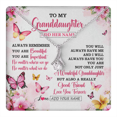 Alluring Beauty Necklace 14K White Gold Finish | 1 | Personalized To My Granddaughter Gifts Necklace From Grandma Grandpa You Are Beautiful Birthday Gifts For Granddaughter Christmas Custom Gift Box Message Card | https://teecentury.