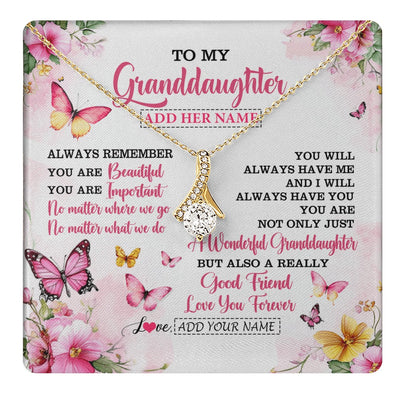 Alluring Beauty Necklace 18K Yellow Gold Finish | 1 | Personalized To My Granddaughter Gifts Necklace From Grandma Grandpa You Are Beautiful Birthday Gifts For Granddaughter Christmas Custom Gift Box Message Card | https://teecentury.