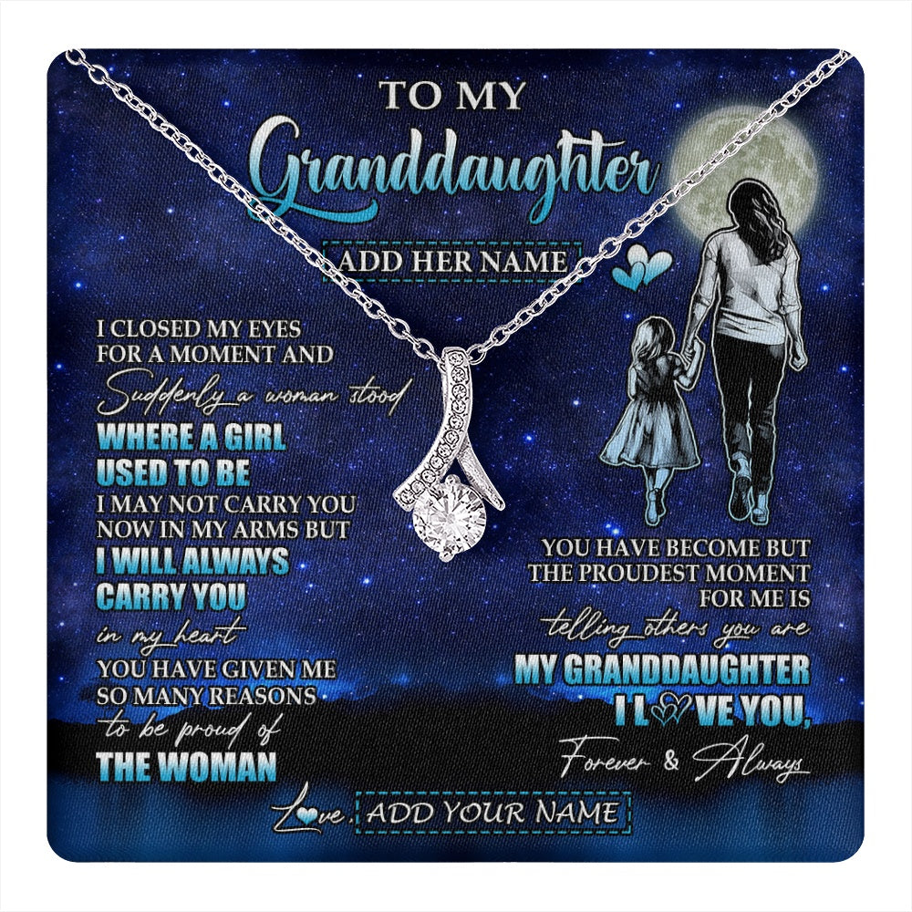 Alluring Beauty Necklace 14K White Gold Finish | 1 | Personalized To My Granddaughter Gifts Necklace From Grandma I Closed My Eyes For A Moment Granddaughter Birthday Graduation Christmas Gift Box Message Card | teecentury.myshopify