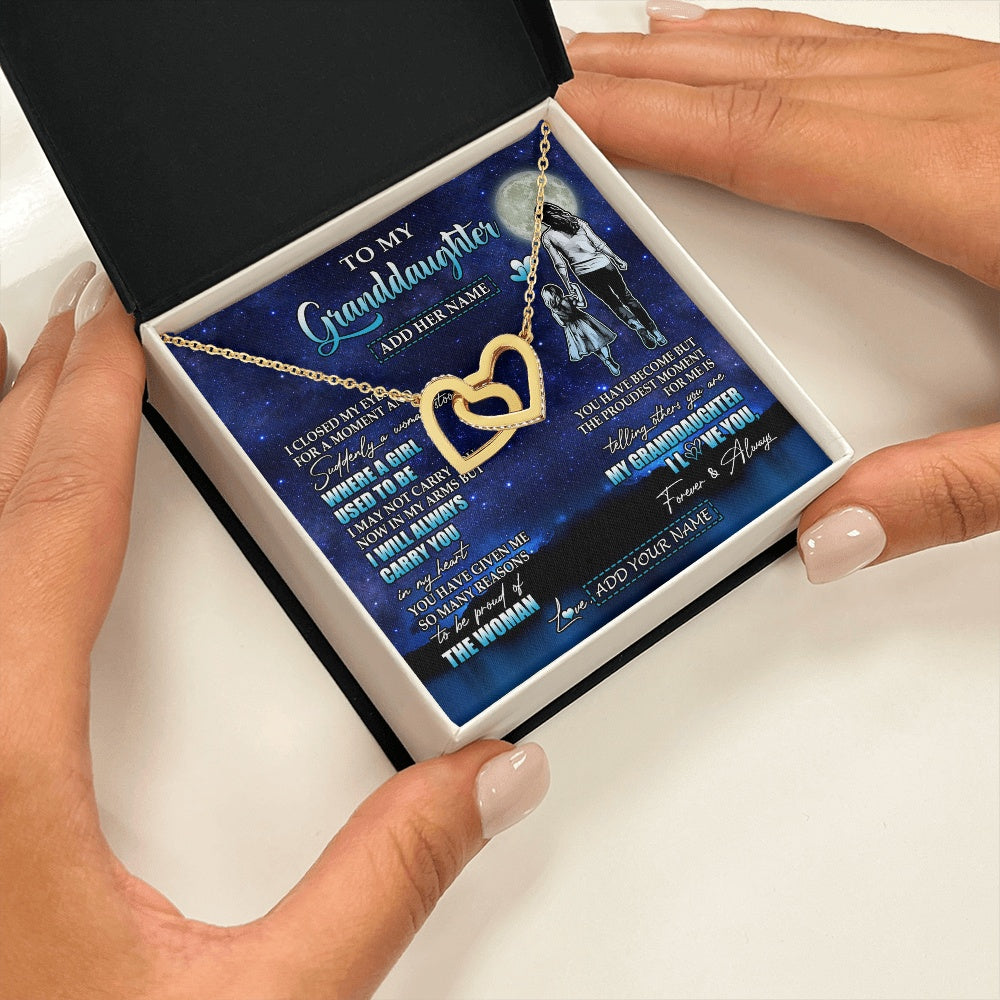 Interlocking Hearts Necklace 18K Yellow Gold Finish | 2 | Personalized To My Granddaughter Gifts Necklace From Grandma I Closed My Eyes For A Moment Granddaughter Birthday Graduation Christmas Gift Box Message Card | teecentury.myshopify