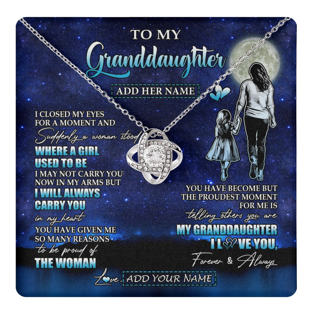 Love Knot Necklace 14K White Gold Finish | 1 | Personalized To My Granddaughter Gifts Necklace From Grandma I Closed My Eyes For A Moment Granddaughter Birthday Graduation Christmas Gift Box Message Card | teecentury.myshopify