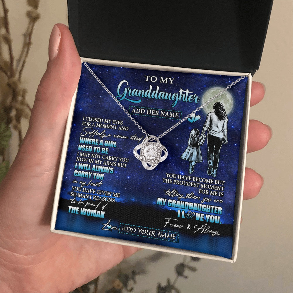 Love Knot Necklace 14K White Gold Finish | 2 | Personalized To My Granddaughter Gifts Necklace From Grandma I Closed My Eyes For A Moment Granddaughter Birthday Graduation Christmas Gift Box Message Card | teecentury.myshopify