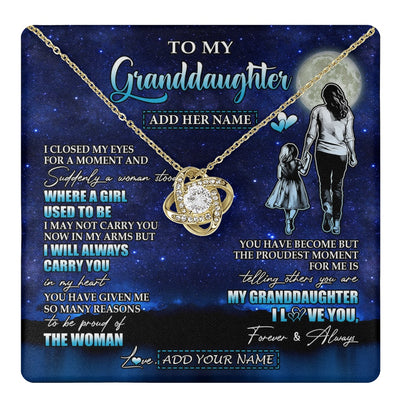 Love Knot Necklace 18K Yellow Gold Finish | 1 | Personalized To My Granddaughter Gifts Necklace From Grandma I Closed My Eyes For A Moment Granddaughter Birthday Graduation Christmas Gift Box Message Card | teecentury.myshopify