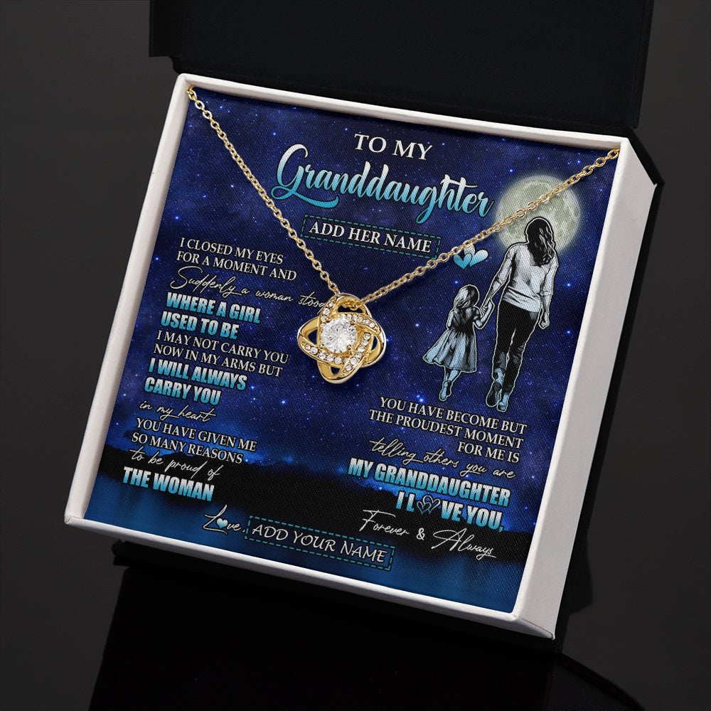 Love Knot Necklace 18K Yellow Gold Finish | 2 | Personalized To My Granddaughter Gifts Necklace From Grandma I Closed My Eyes For A Moment Granddaughter Birthday Graduation Christmas Gift Box Message Card | teecentury.myshopify