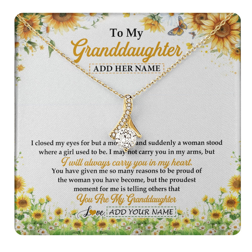 Alluring Beauty Necklace 18K Yellow Gold Finish | 1 | Personalized To My Granddaughter Gifts Necklace From Grandma I Closed My Eyes Sunflower Best Granddaughter Birthday Gifts Christmas Gift Box Message Card | teecentury.myshopify