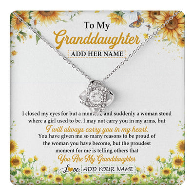Love Knot Necklace 14K White Gold Finish | 1 | Personalized To My Granddaughter Gifts Necklace From Grandma I Closed My Eyes Sunflower Best Granddaughter Birthday Gifts Christmas Gift Box Message Card | teecentury.myshopify