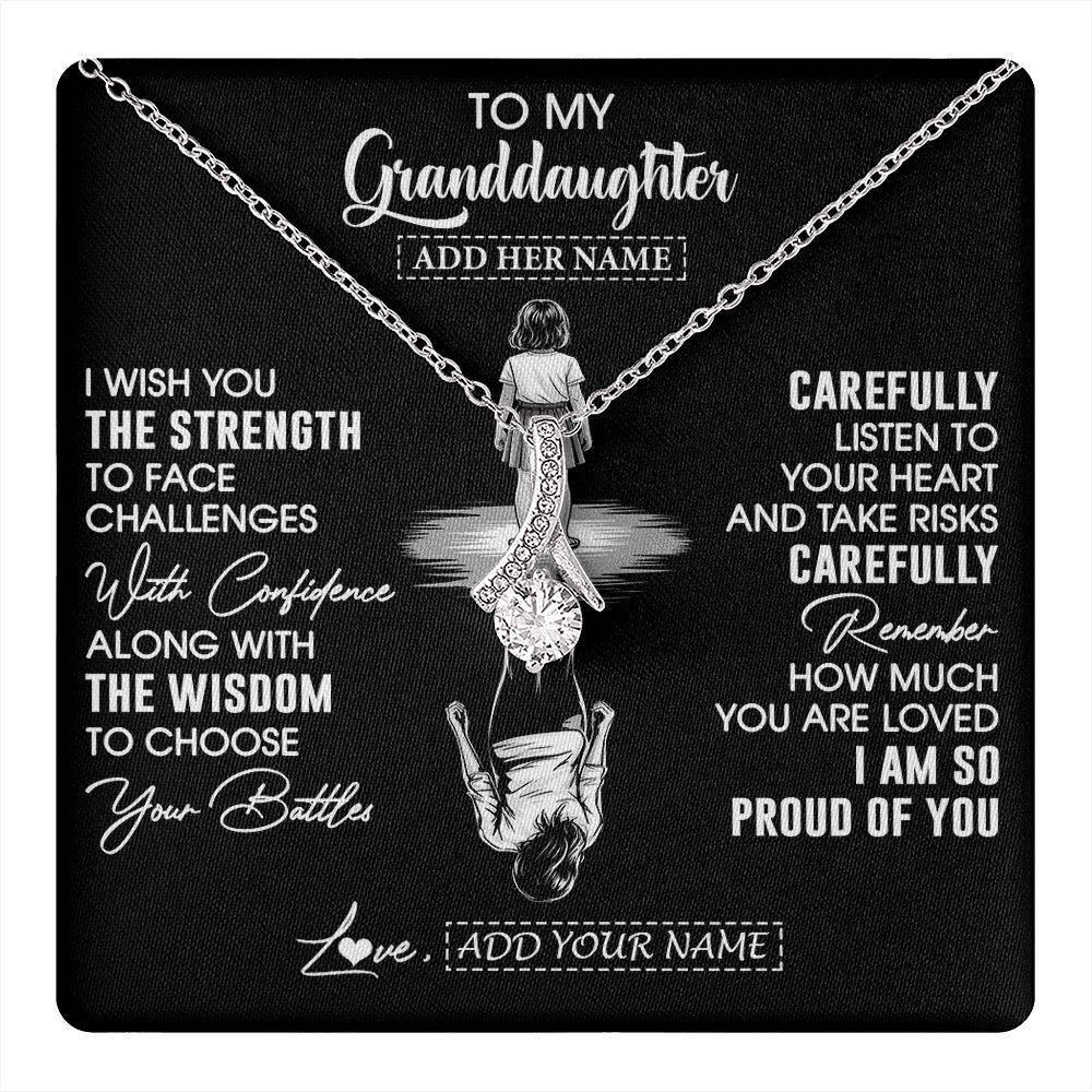 Alluring Beauty Necklace 14K White Gold Finish | 1 | Personalized To My Granddaughter Gifts Necklace From Grandma I Wish You The Strength Granddaughter Birthday Gifts Christmas Graduation Gift Box Message Card | https://teecentury.