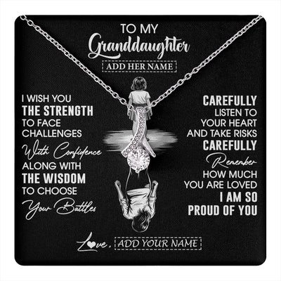 Alluring Beauty Necklace 14K White Gold Finish | 1 | Personalized To My Granddaughter Gifts Necklace From Grandma I Wish You The Strength Granddaughter Birthday Gifts Christmas Graduation Gift Box Message Card | https://teecentury.
