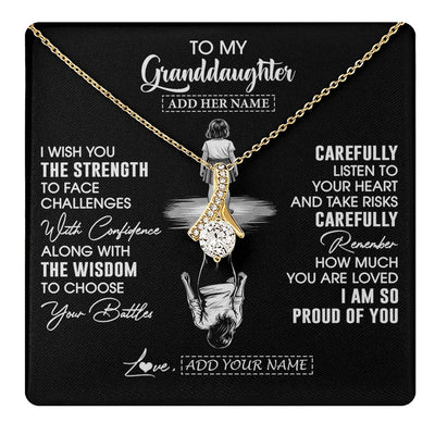 Alluring Beauty Necklace 18K Yellow Gold Finish | 1 | Personalized To My Granddaughter Gifts Necklace From Grandma I Wish You The Strength Granddaughter Birthday Gifts Christmas Graduation Gift Box Message Card | https://teecentury.