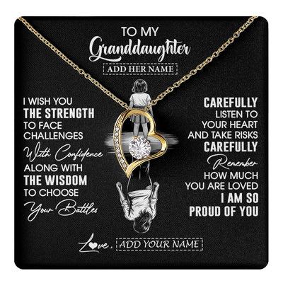 Forever Love Necklace 18K Yellow Gold Finish | 1 | Personalized To My Granddaughter Gifts Necklace From Grandma I Wish You The Strength Granddaughter Birthday Gifts Christmas Graduation Gift Box Message Card | https://teecentury.