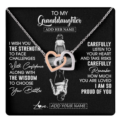 Interlocking Hearts Necklace Stainless Steel & Rose Gold Finish | 1 | Personalized To My Granddaughter Gifts Necklace From Grandma I Wish You The Strength Granddaughter Birthday Gifts Christmas Graduation Gift Box Message Card | https://teecentury.