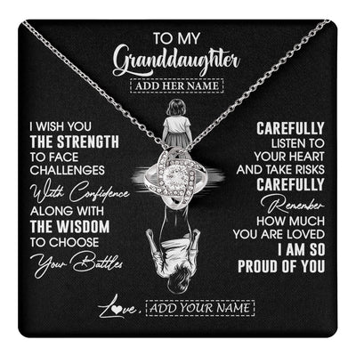 Love Knot Necklace 14K White Gold Finish | 1 | Personalized To My Granddaughter Gifts Necklace From Grandma I Wish You The Strength Granddaughter Birthday Gifts Christmas Graduation Gift Box Message Card | https://teecentury.