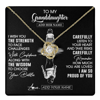 Love Knot Necklace 18K Yellow Gold Finish | 1 | Personalized To My Granddaughter Gifts Necklace From Grandma I Wish You The Strength Granddaughter Birthday Gifts Christmas Graduation Gift Box Message Card | https://teecentury.