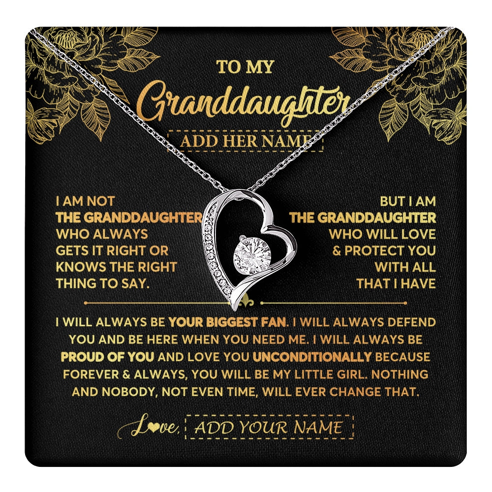 Forever Love Necklace 14K White Gold Finish | 1 | Personalized To My Granddaughter Gifts Necklace From Grandma Meaningful Family Jewelry Birthday Gifts For Granddaughter Christmas Custom Gift Box Message Card | https://teecentury.