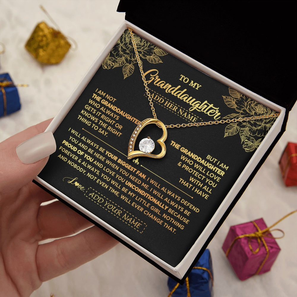 Forever Love Necklace 18K Yellow Gold Finish | 2 | Personalized To My Granddaughter Gifts Necklace From Grandma Meaningful Family Jewelry Birthday Gifts For Granddaughter Christmas Custom Gift Box Message Card | https://teecentury.