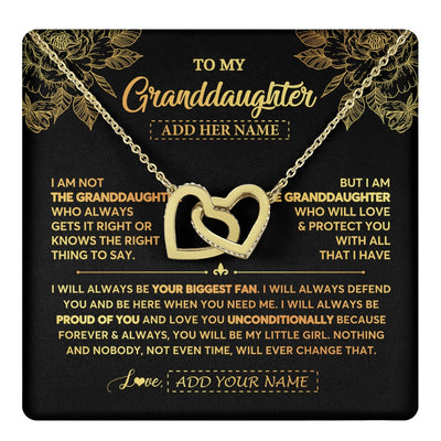 Interlocking Hearts Necklace 18K Yellow Gold Finish | 1 | Personalized To My Granddaughter Gifts Necklace From Grandma Meaningful Family Jewelry Birthday Gifts For Granddaughter Christmas Custom Gift Box Message Card | https://teecentury.
