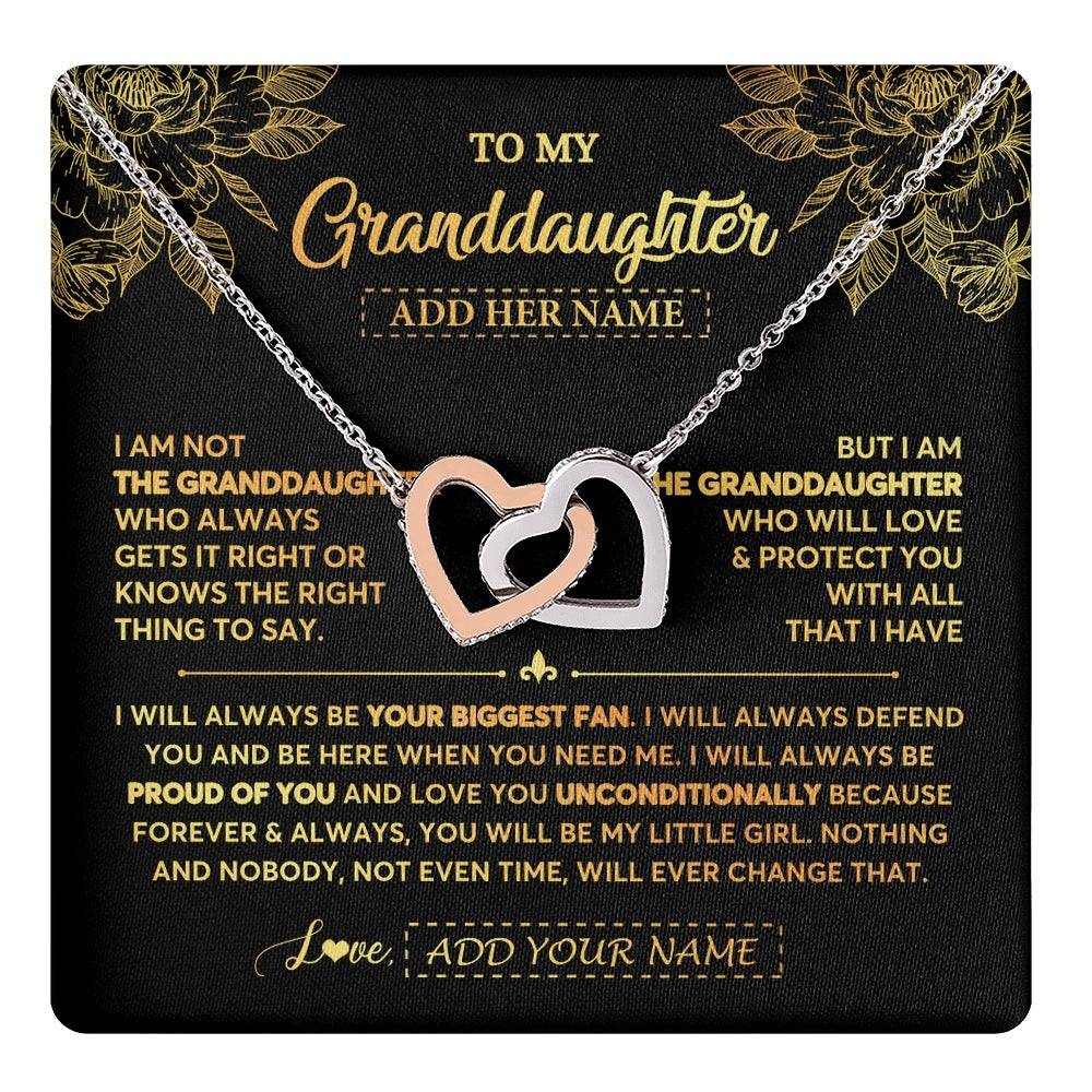 Interlocking Hearts Necklace Stainless Steel & Rose Gold Finish | 1 | Personalized To My Granddaughter Gifts Necklace From Grandma Meaningful Family Jewelry Birthday Gifts For Granddaughter Christmas Custom Gift Box Message Card | https://teecentury.