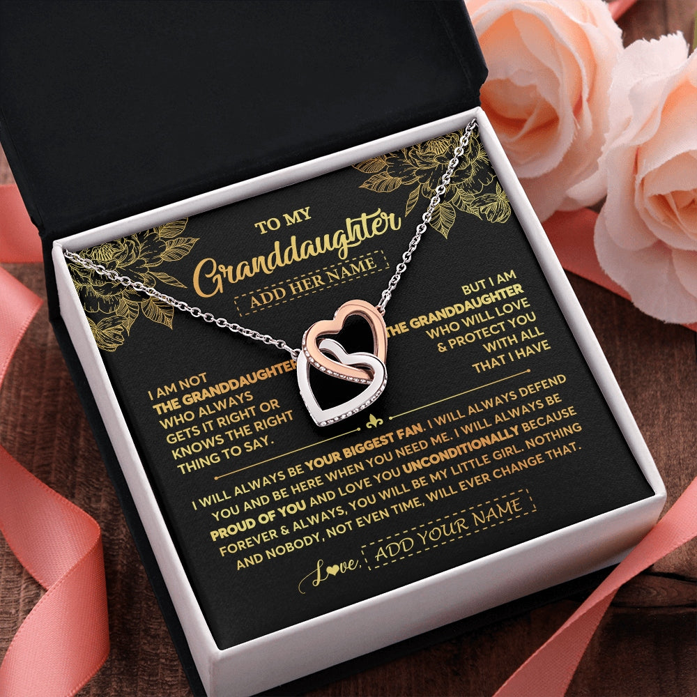 Interlocking Hearts Necklace Stainless Steel & Rose Gold Finish | 2 | Personalized To My Granddaughter Gifts Necklace From Grandma Meaningful Family Jewelry Birthday Gifts For Granddaughter Christmas Custom Gift Box Message Card | https://teecentury.