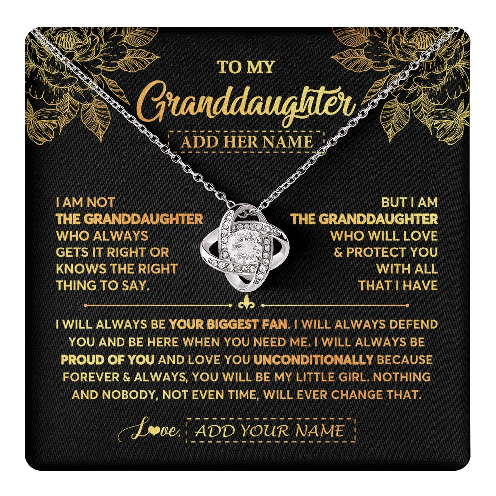 Love Knot Necklace 14K White Gold Finish | 1 | Personalized To My Granddaughter Gifts Necklace From Grandma Meaningful Family Jewelry Birthday Gifts For Granddaughter Christmas Custom Gift Box Message Card | https://teecentury.