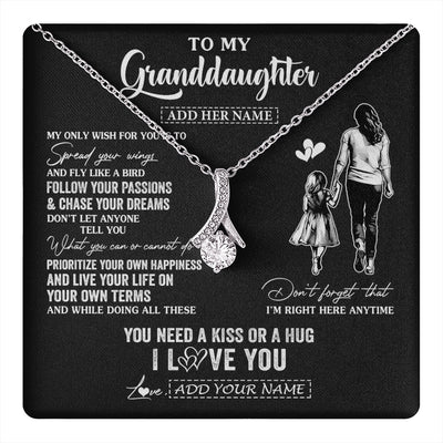 Alluring Beauty Necklace 14K White Gold Finish | 1 | Personalized To My Granddaughter Gifts Necklace From Grandma Nana My Only Wish For You Granddaughter Birthday Gifts Graduation Christmas Gift Box Message Card | teecentury.myshopify