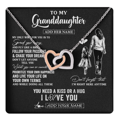 Interlocking Hearts Necklace Stainless Steel & Rose Gold Finish | 1 | Personalized To My Granddaughter Gifts Necklace From Grandma Nana My Only Wish For You Granddaughter Birthday Gifts Graduation Christmas Gift Box Message Card | teecentury.myshopify