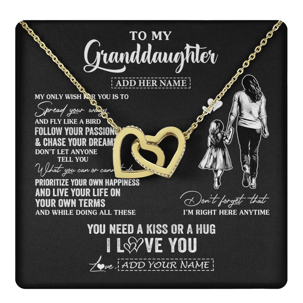 Interlocking Hearts Necklace 18K Yellow Gold Finish | 1 | Personalized To My Granddaughter Gifts Necklace From Grandma Nana My Only Wish For You Granddaughter Birthday Gifts Graduation Christmas Gift Box Message Card | teecentury.myshopify