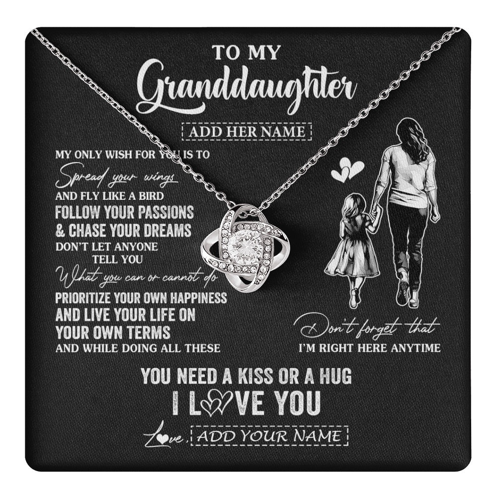 Love Knot Necklace 14K White Gold Finish | 1 | Personalized To My Granddaughter Gifts Necklace From Grandma Nana My Only Wish For You Granddaughter Birthday Gifts Graduation Christmas Gift Box Message Card | teecentury.myshopify