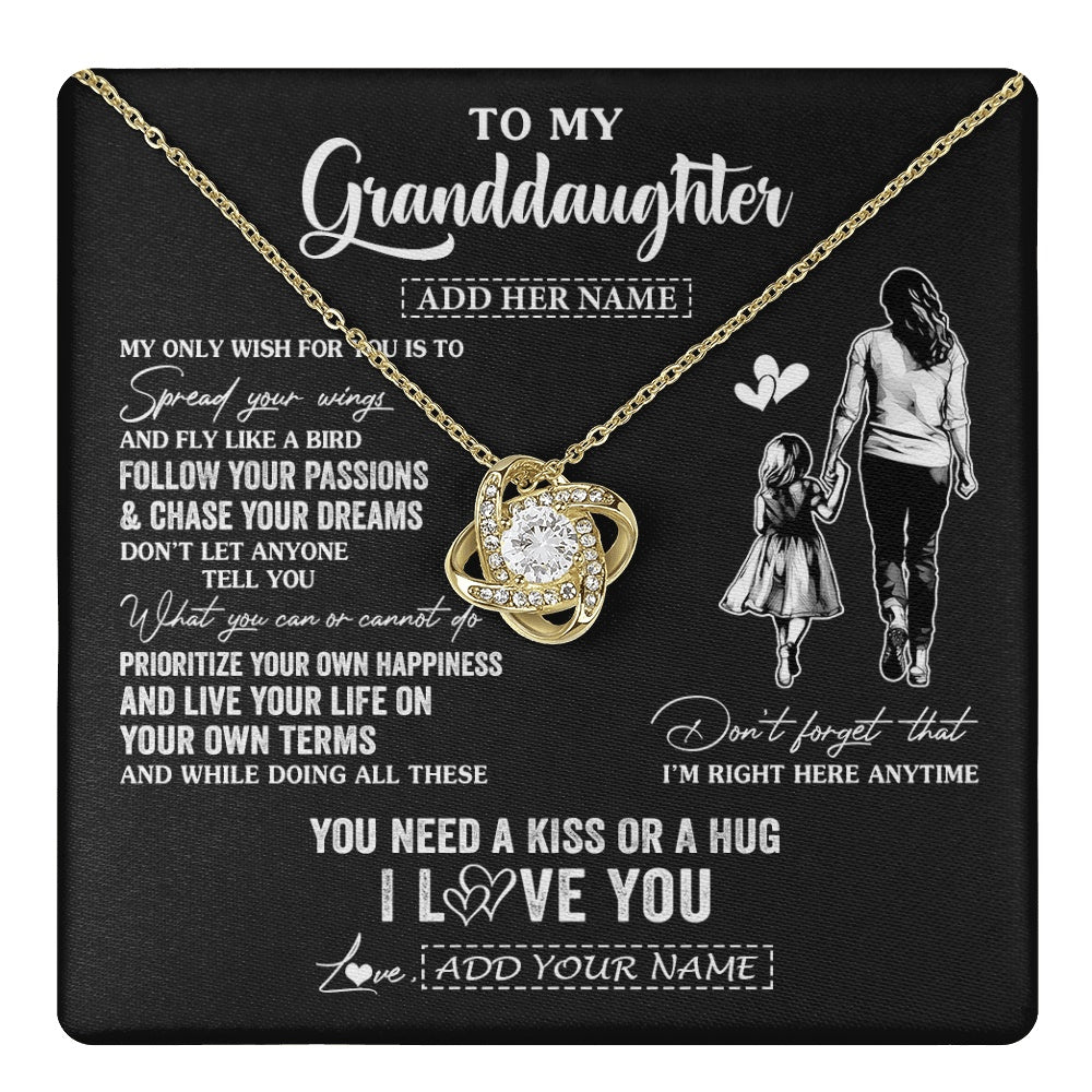 Love Knot Necklace 18K Yellow Gold Finish | 1 | Personalized To My Granddaughter Gifts Necklace From Grandma Nana My Only Wish For You Granddaughter Birthday Gifts Graduation Christmas Gift Box Message Card | teecentury.myshopify