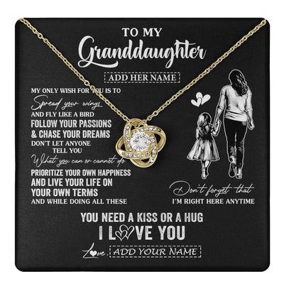 Love Knot Necklace 18K Yellow Gold Finish | 1 | Personalized To My Granddaughter Gifts Necklace From Grandma Nana My Only Wish For You Granddaughter Birthday Gifts Graduation Christmas Gift Box Message Card | teecentury.myshopify