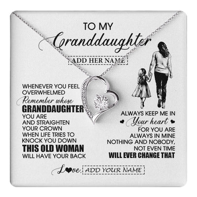 Forever Love Necklace 14K White Gold Finish | 1 | Personalized To My Granddaughter Gifts Necklace From Grandma Nana Whenever Woman Unique Birthday Gifts For Granddaughter Christmas Gift Box Message Card | teecentury.myshopify