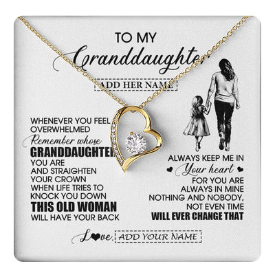 Forever Love Necklace 18K Yellow Gold Finish | 1 | Personalized To My Granddaughter Gifts Necklace From Grandma Nana Whenever Woman Unique Birthday Gifts For Granddaughter Christmas Gift Box Message Card | teecentury.myshopify