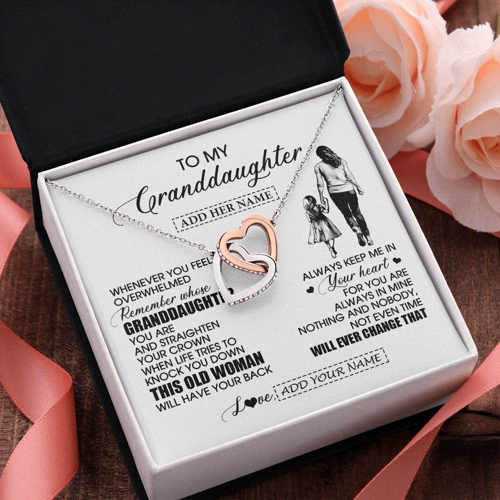 Interlocking Hearts Necklace Stainless Steel & Rose Gold Finish | 2 | Personalized To My Granddaughter Gifts Necklace From Grandma Nana Whenever Woman Unique Birthday Gifts For Granddaughter Christmas Gift Box Message Card | teecentury.myshopify