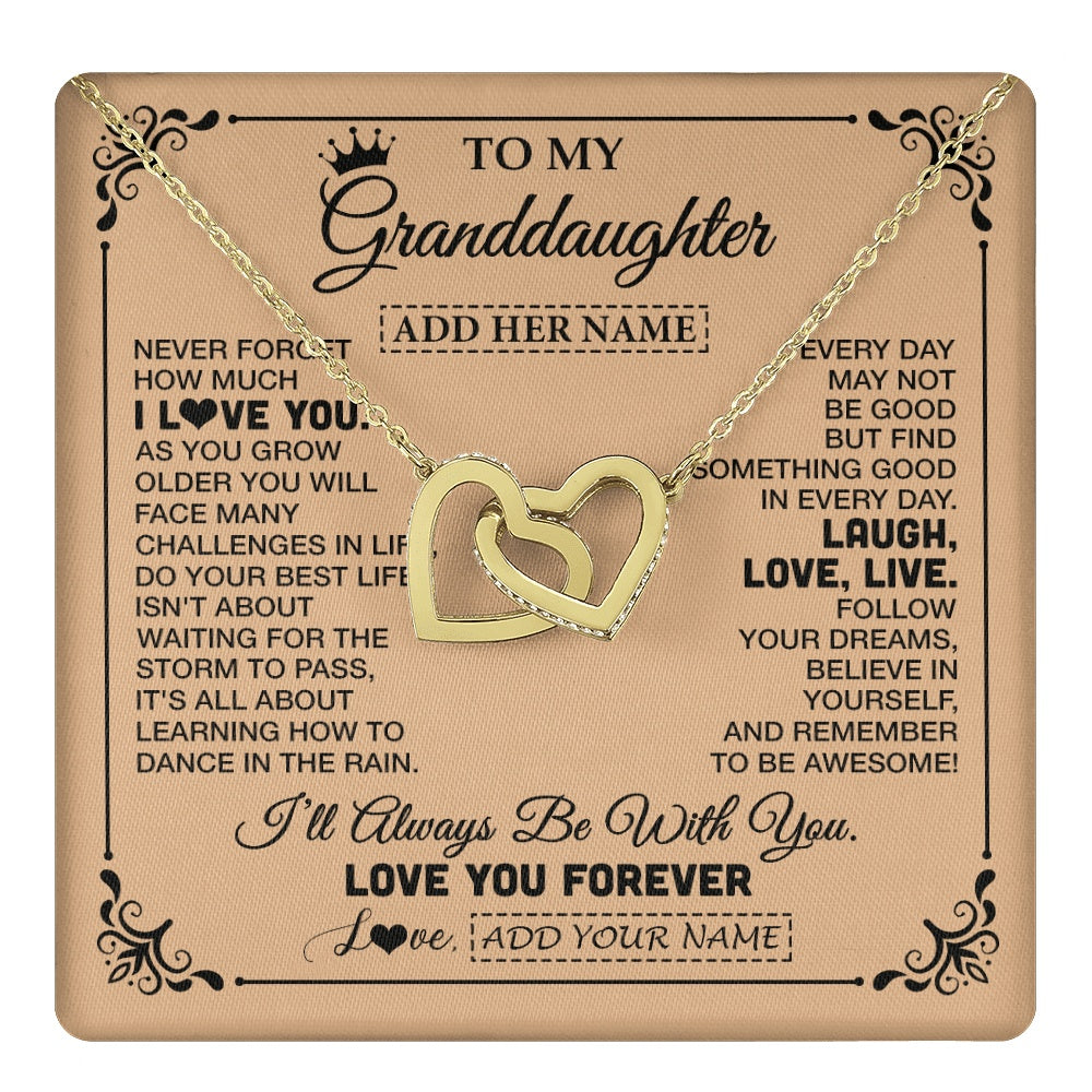 Interlocking Hearts Necklace 18K Yellow Gold Finish | 1 | Personalized To My Granddaughter Gifts Necklace From Grandma Never Forget How Much I Love You Granddaughter Birthday Gifts Christmas Gift Box Message Card | https://teecentury.