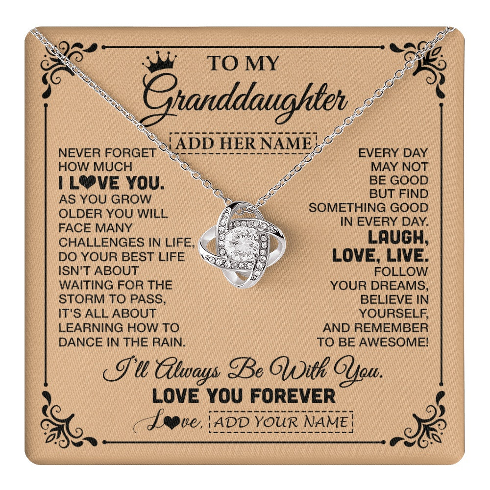Love Knot Necklace 14K White Gold Finish | 1 | Personalized To My Granddaughter Gifts Necklace From Grandma Never Forget How Much I Love You Granddaughter Birthday Gifts Christmas Gift Box Message Card | https://teecentury.