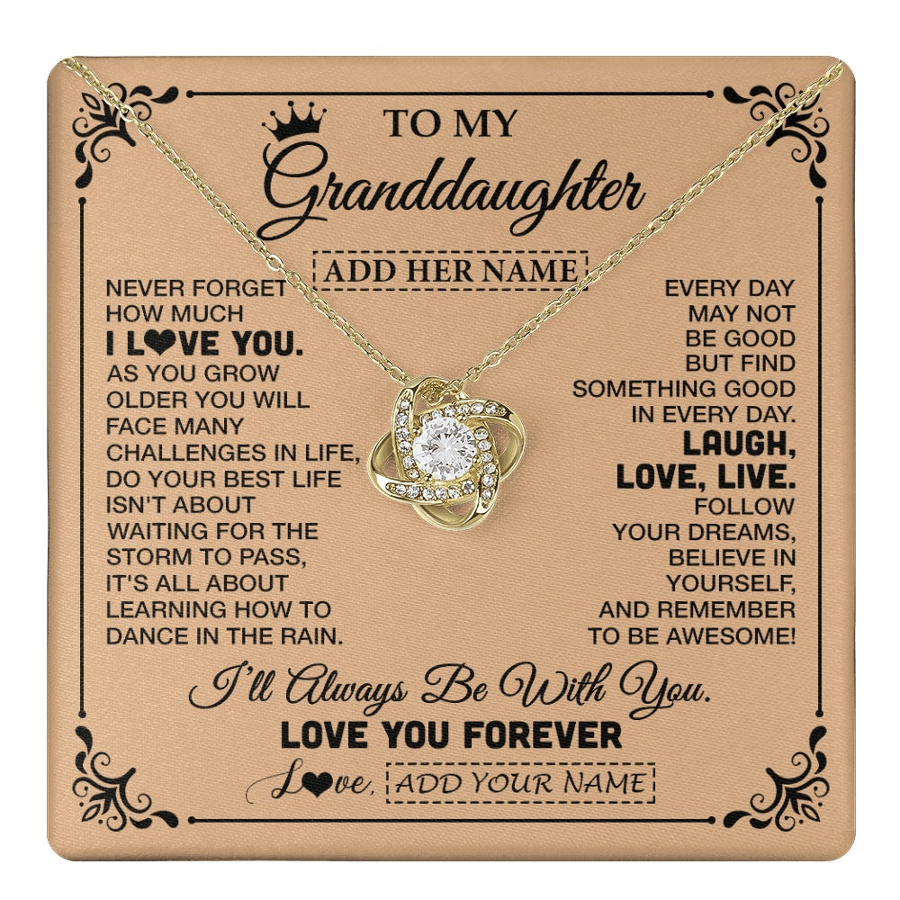 Love Knot Necklace 18K Yellow Gold Finish | 1 | Personalized To My Granddaughter Gifts Necklace From Grandma Never Forget How Much I Love You Granddaughter Birthday Gifts Christmas Gift Box Message Card | https://teecentury.