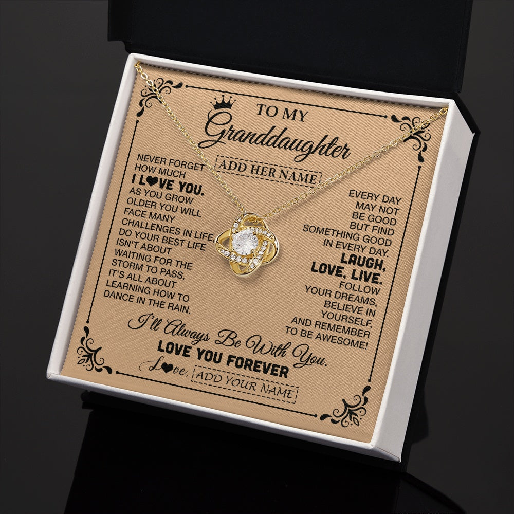 Love Knot Necklace 18K Yellow Gold Finish | 2 | Personalized To My Granddaughter Gifts Necklace From Grandma Never Forget How Much I Love You Granddaughter Birthday Gifts Christmas Gift Box Message Card | https://teecentury.