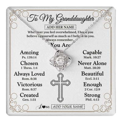 Love Knot Necklace 14K White Gold Finish | 1 | Personalized To My Granddaughter Gifts Necklace From Grandma Papa Christ Christian Gifts For Granddaughter Birthday Christmas Graduation Gift Box Message Card | https://teecentury.