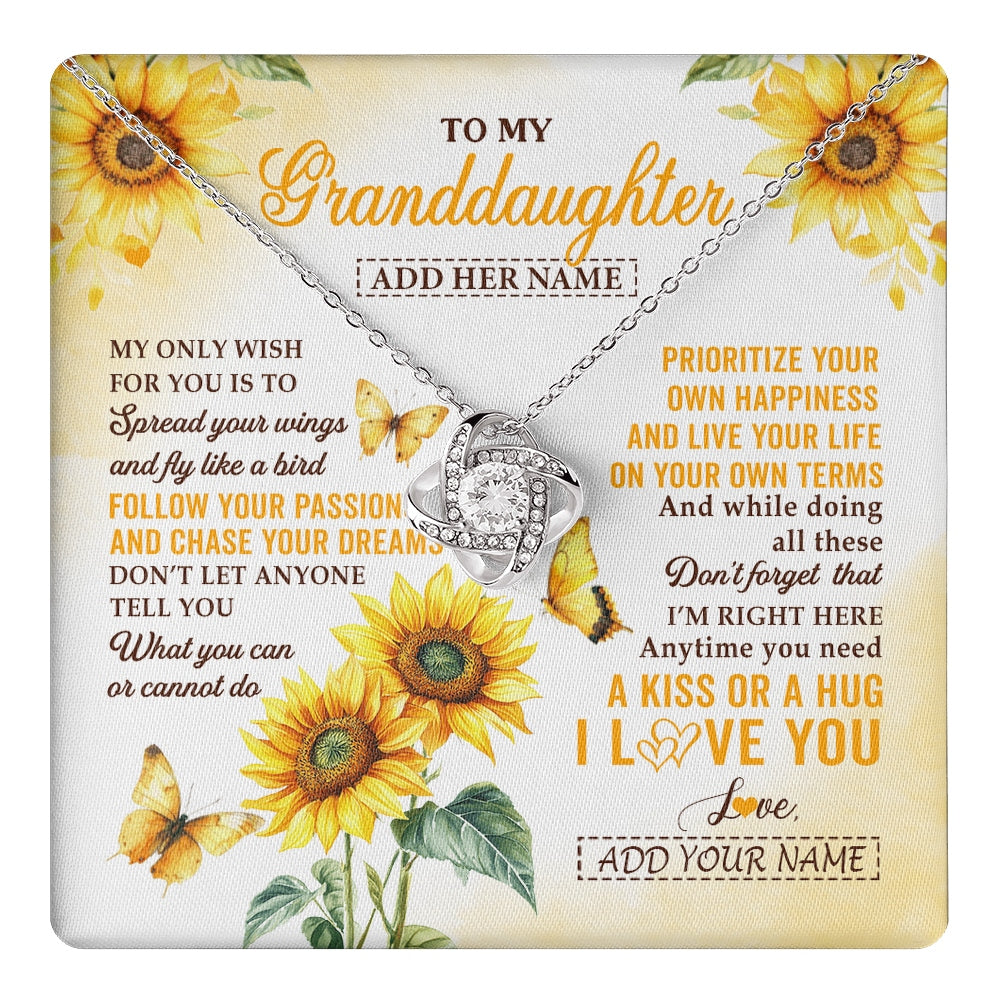 Love Knot Necklace 14K White Gold Finish | 1 | Personalized To My Granddaughter Gifts Necklace From Grandma Sunflower My Only Wish For You Granddaughter Birthday Gifts Christmas Custom Gift Box Message Card | https://teecentury.