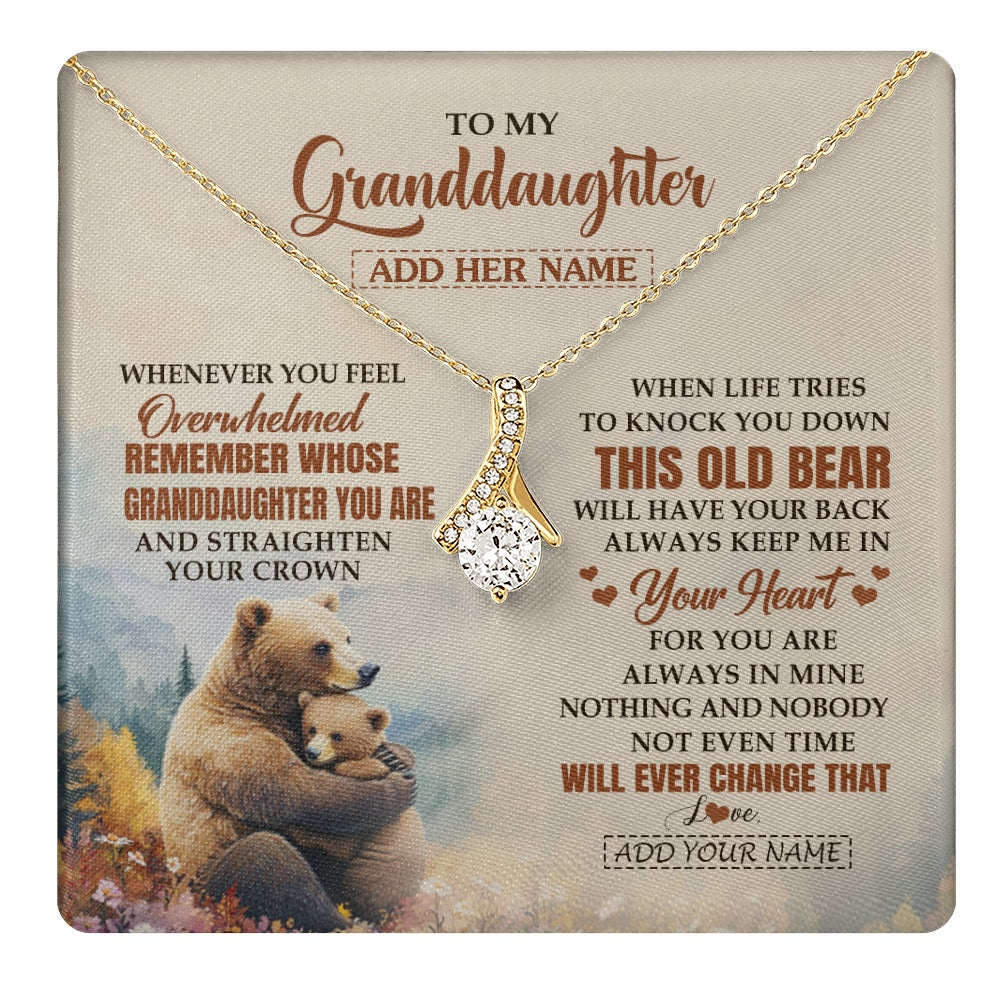 Alluring Beauty Necklace 18K Yellow Gold Finish | 1 | Personalized To My Granddaughter Gifts Necklace From Grandma Whenever Bear Unique Birthday Gifts For Granddaughter Graduation Christmas Gift Box Message Card | teecentury.myshopify