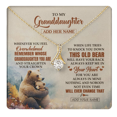 Alluring Beauty Necklace 18K Yellow Gold Finish | 1 | Personalized To My Granddaughter Gifts Necklace From Grandma Whenever Bear Unique Birthday Gifts For Granddaughter Graduation Christmas Gift Box Message Card | teecentury.myshopify