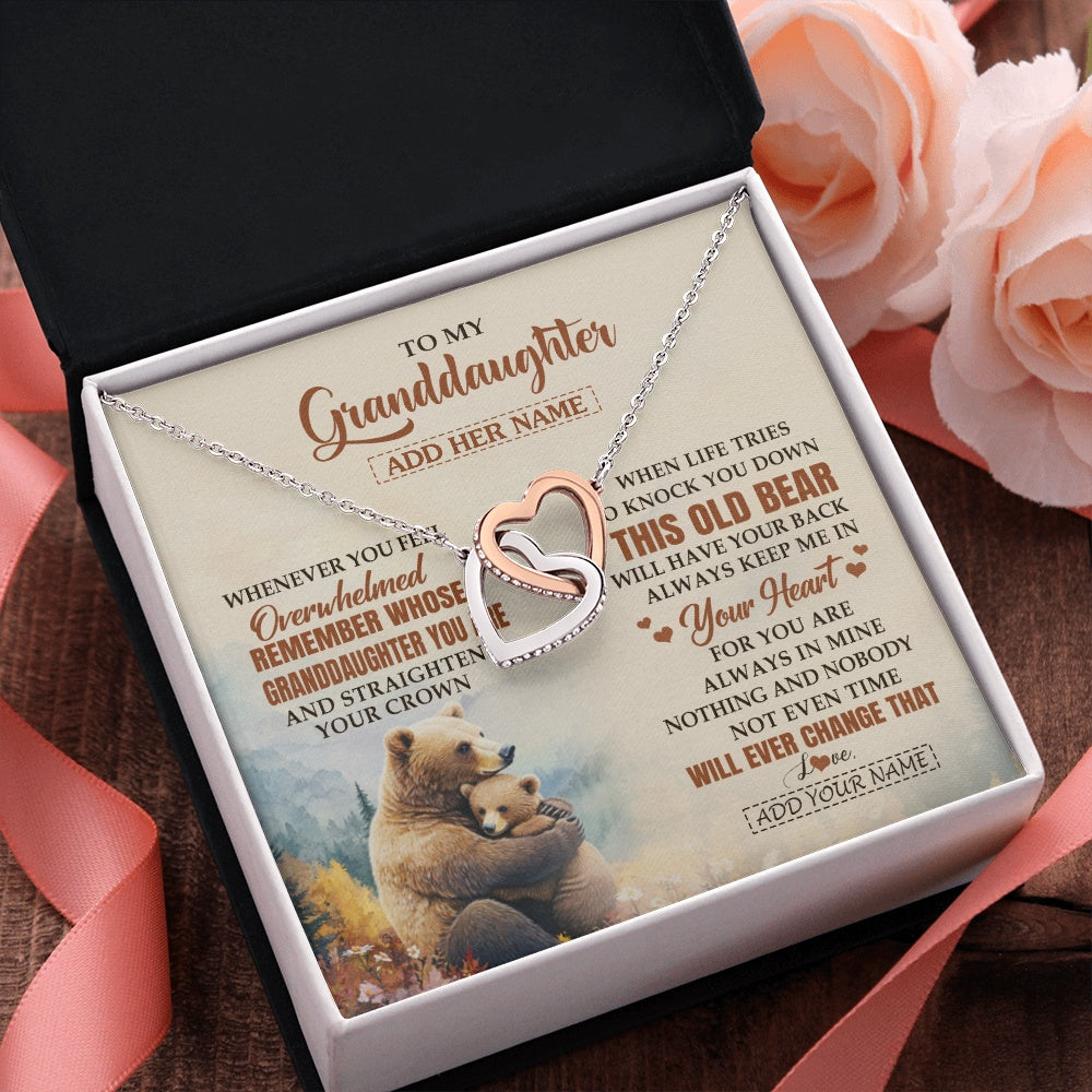 Interlocking Hearts Necklace Stainless Steel & Rose Gold Finish | 2 | Personalized To My Granddaughter Gifts Necklace From Grandma Whenever Bear Unique Birthday Gifts For Granddaughter Graduation Christmas Gift Box Message Card | teecentury.myshopify