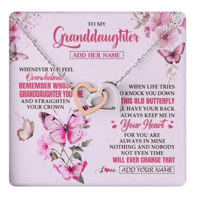 Interlocking Hearts Necklace Stainless Steel & Rose Gold Finish | 1 | Personalized To My Granddaughter Gifts Necklace From Grandma Whenever Butterfly Unique Birthday Gifts Granddaughter Graduation Christmas Gift Box Message Card | teecentury.myshopify