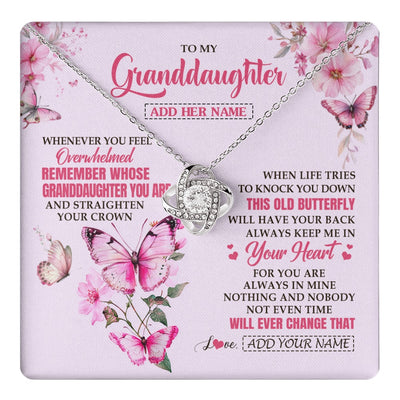 Love Knot Necklace 14K White Gold Finish | 1 | Personalized To My Granddaughter Gifts Necklace From Grandma Whenever Butterfly Unique Birthday Gifts Granddaughter Graduation Christmas Gift Box Message Card | teecentury.myshopify