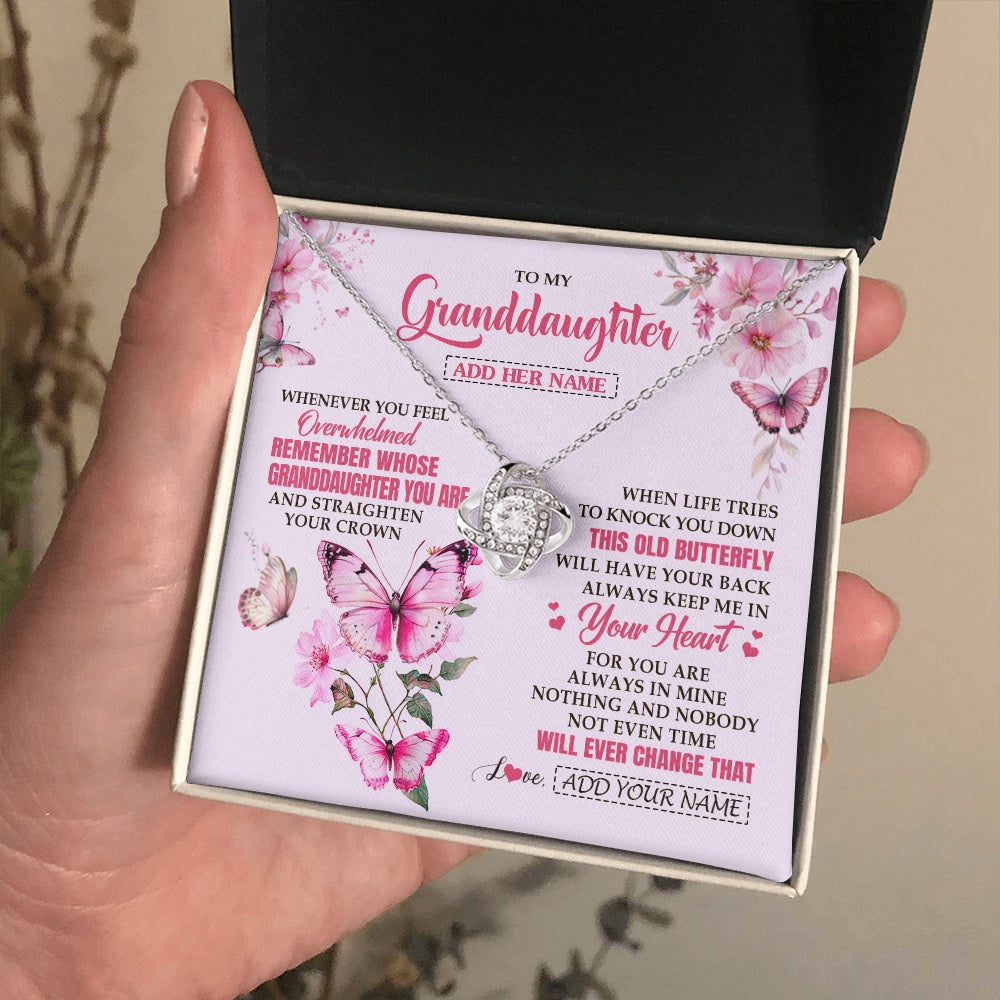 Love Knot Necklace 14K White Gold Finish | 2 | Personalized To My Granddaughter Gifts Necklace From Grandma Whenever Butterfly Unique Birthday Gifts Granddaughter Graduation Christmas Gift Box Message Card | teecentury.myshopify