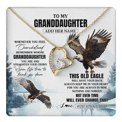 Forever Love Necklace 18K Yellow Gold Finish | 1 | Personalized To My Granddaughter Gifts Necklace From Grandma Whenever Eagle Unique Birthday Gifts For Granddaughter Christmas Jewelry Gift Box Message Card | https://teecentury.