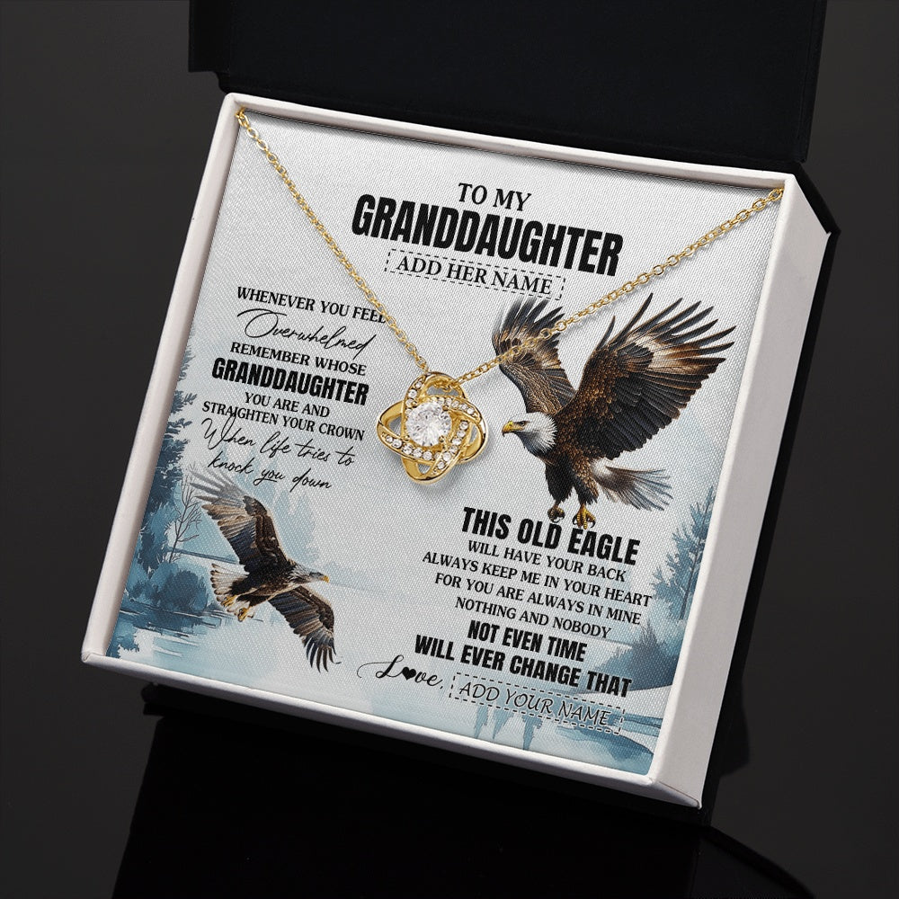 Love Knot Necklace 18K Yellow Gold Finish | 2 | Personalized To My Granddaughter Gifts Necklace From Grandma Whenever Eagle Unique Birthday Gifts For Granddaughter Christmas Jewelry Gift Box Message Card | https://teecentury.